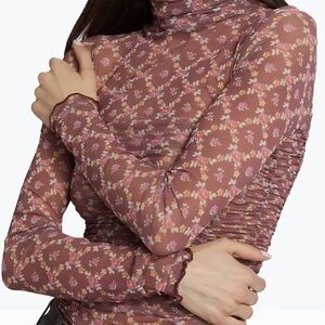 Free People Under It All Printed Mesh Thong Bodysuit - Long Sleeve